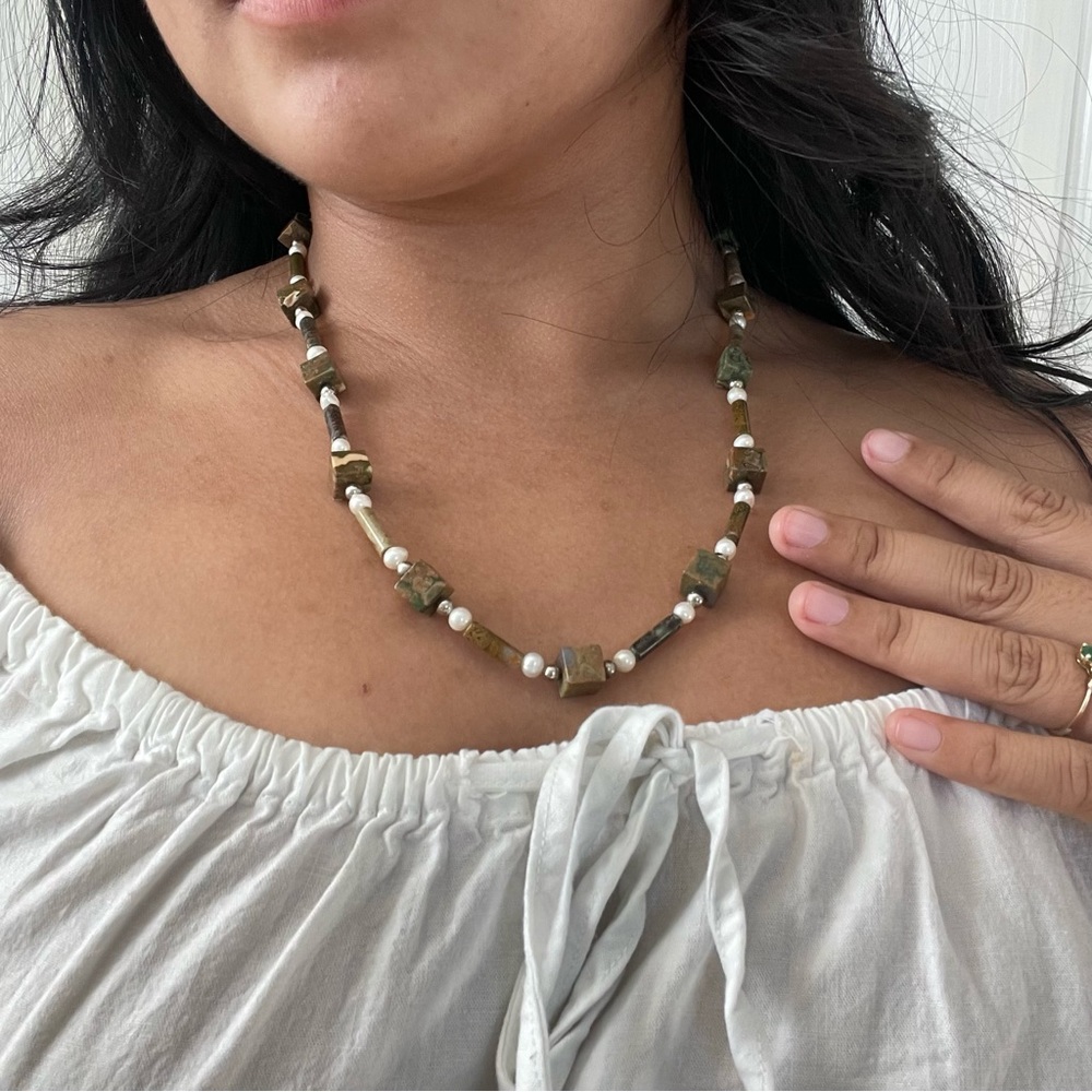 Brand (?) - Pearl and Stone Necklace with Clasp